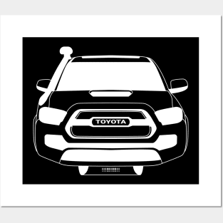 Toyota Tacoma White Outline Posters and Art